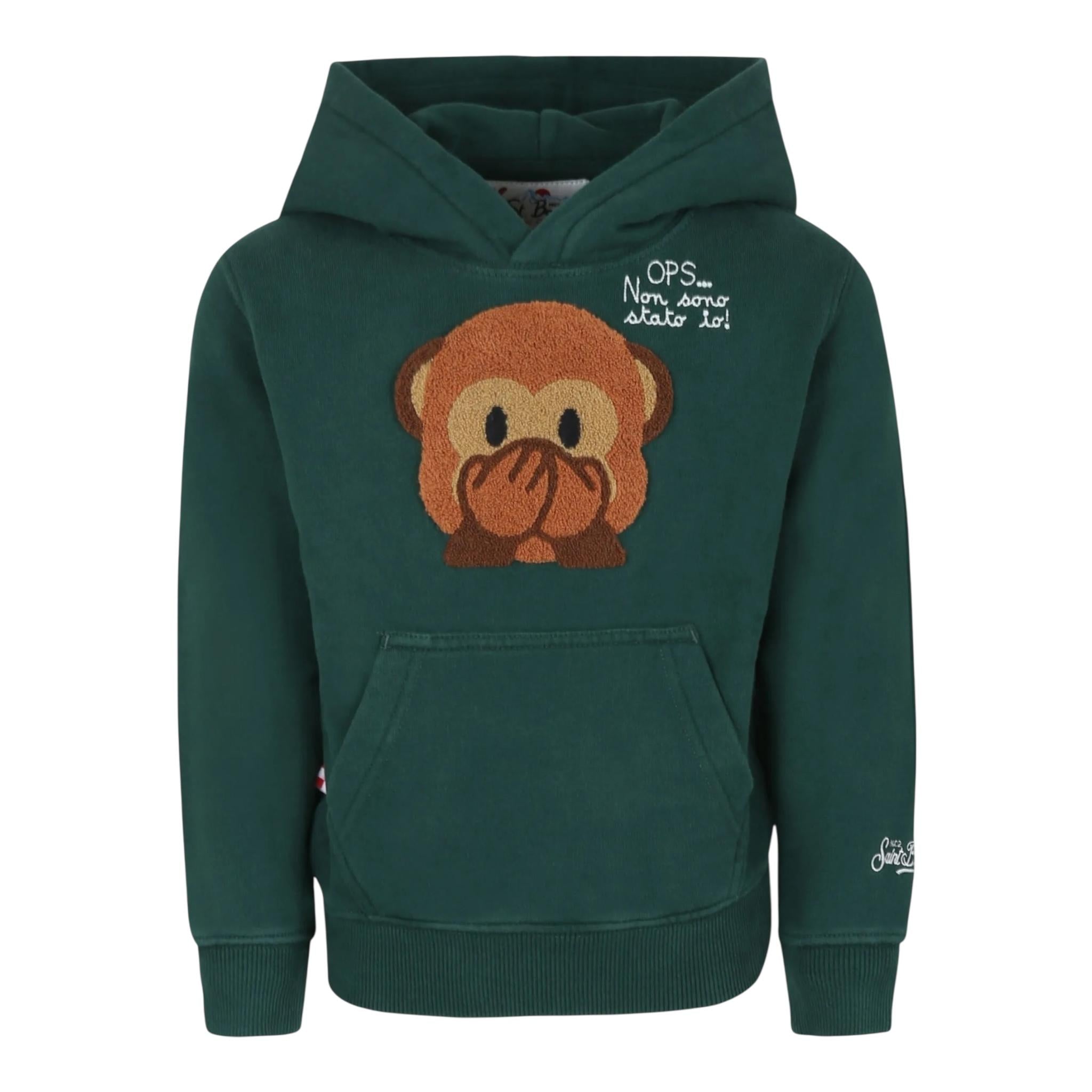 SAINT BARTH felpa tinta unita con cappuccio e stampa Verde per Bambino OLI0001 VERDE SAINT BARTH 