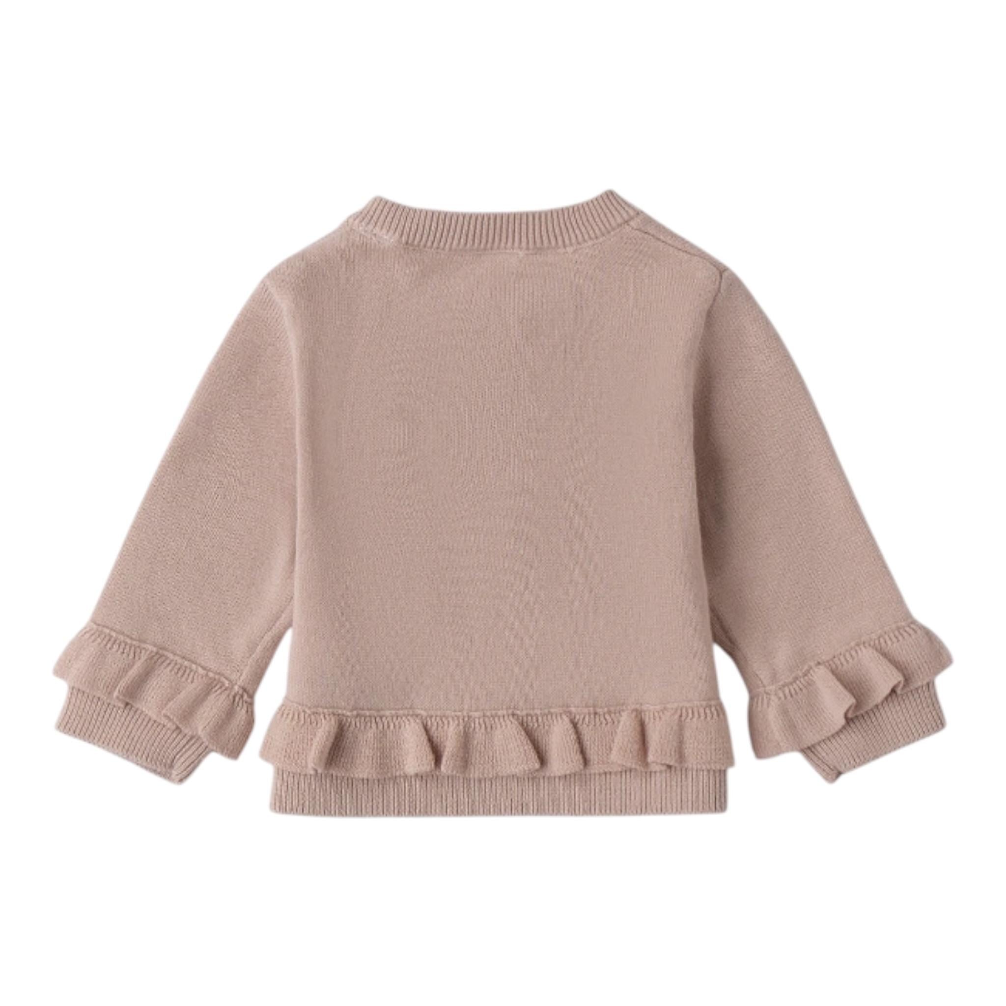 Mini Banda Cardigan tinta unita con Bottoni Fiori Sabbia per Neonata 3B762XX SABBIA MINI BANDA 