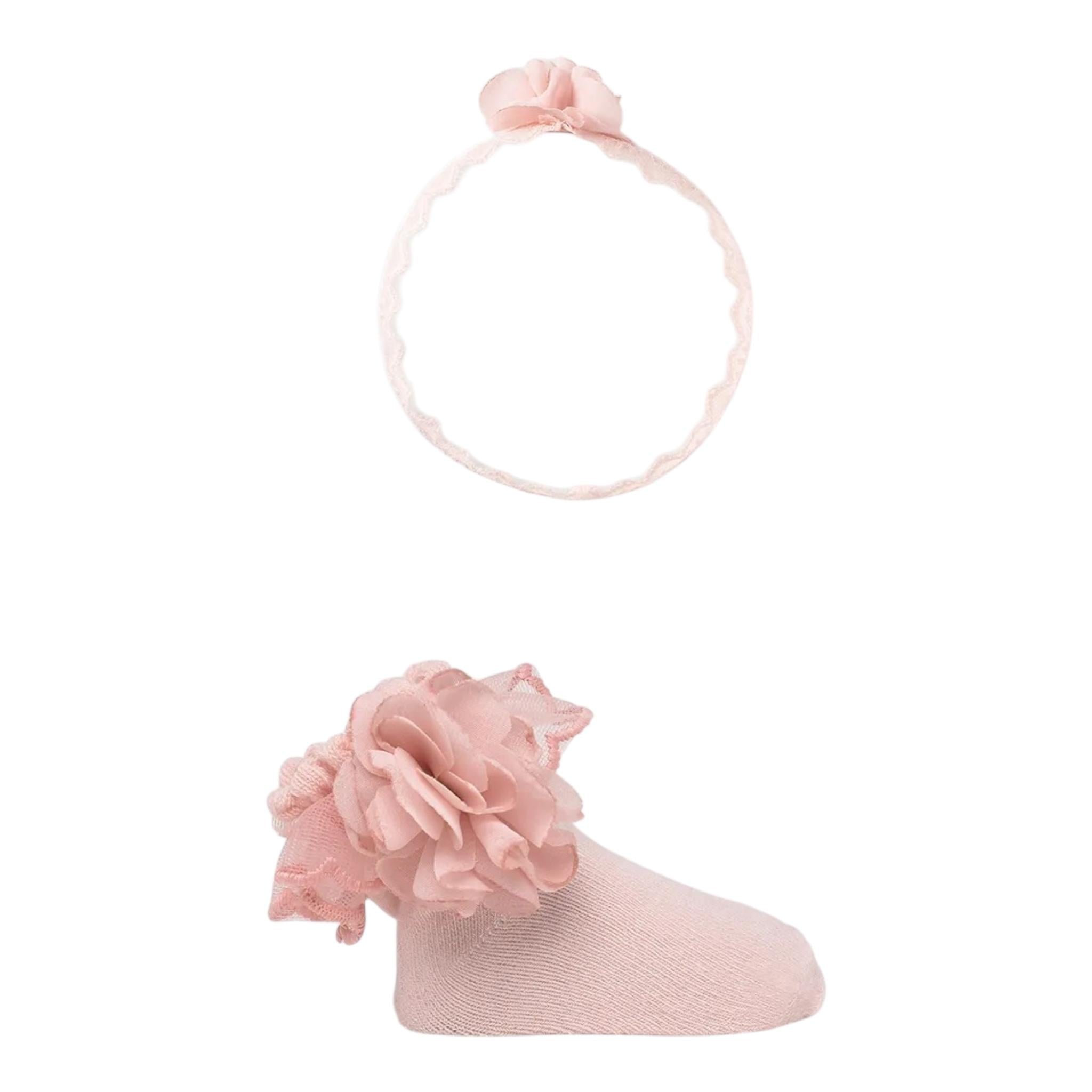 Mayoral Babbucce Tinta Unita con Fascia Capelli per Neonata 9868 ROSA MAYORAL 