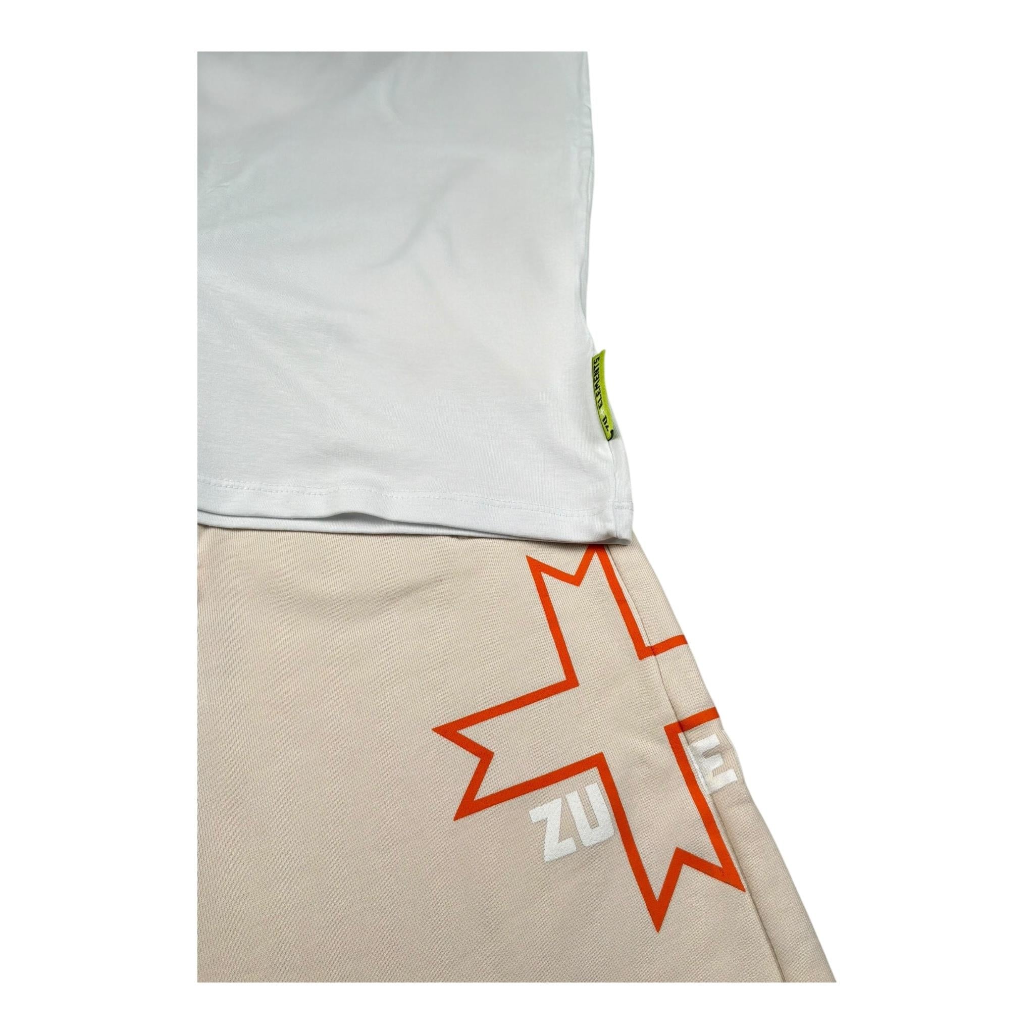 Zu+Elements Completo 2 Pezzi T-Shirt-Bermuda Bicolore per Bambino ZU1770 BIANCO/BEIGE ZU+ELEMENTS 