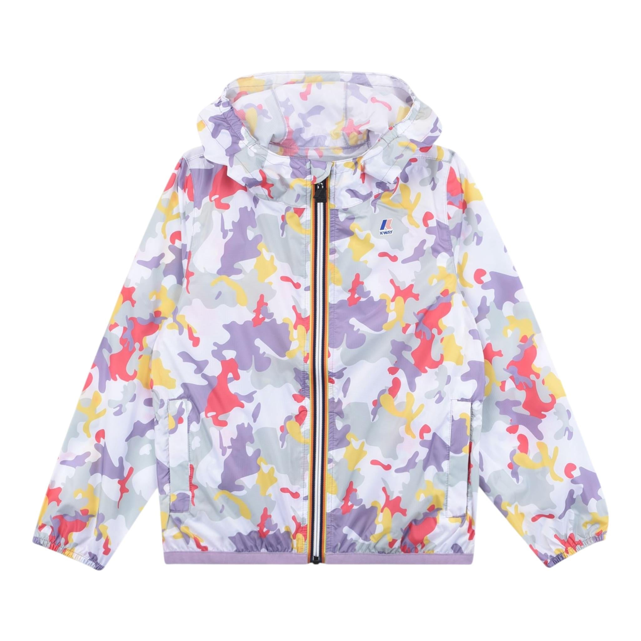 K-Way Giubbino Stampa Fantasia con Cappuccio per Bambina K6115BW BIANCO K-WAY 