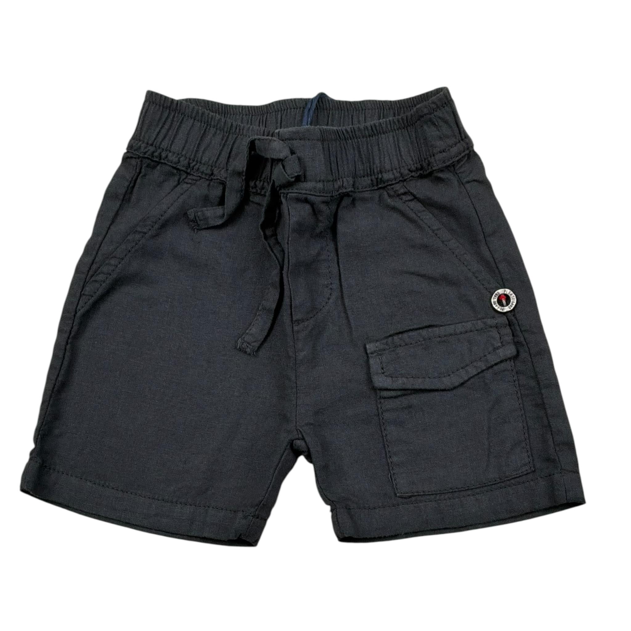 Please Bermida Tinta Unita con Elastico In Vita per Neonato RE82300B71 NERO PLEASE 