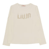 Liu Jo Shirt Girocollo Tinta Unita con Logo per Bambina GF4210 PANNA LIU JO 