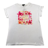 Cecyle T-Shirt Girocollo Tinta Unita Con Fantasia Bianco Per Bambina