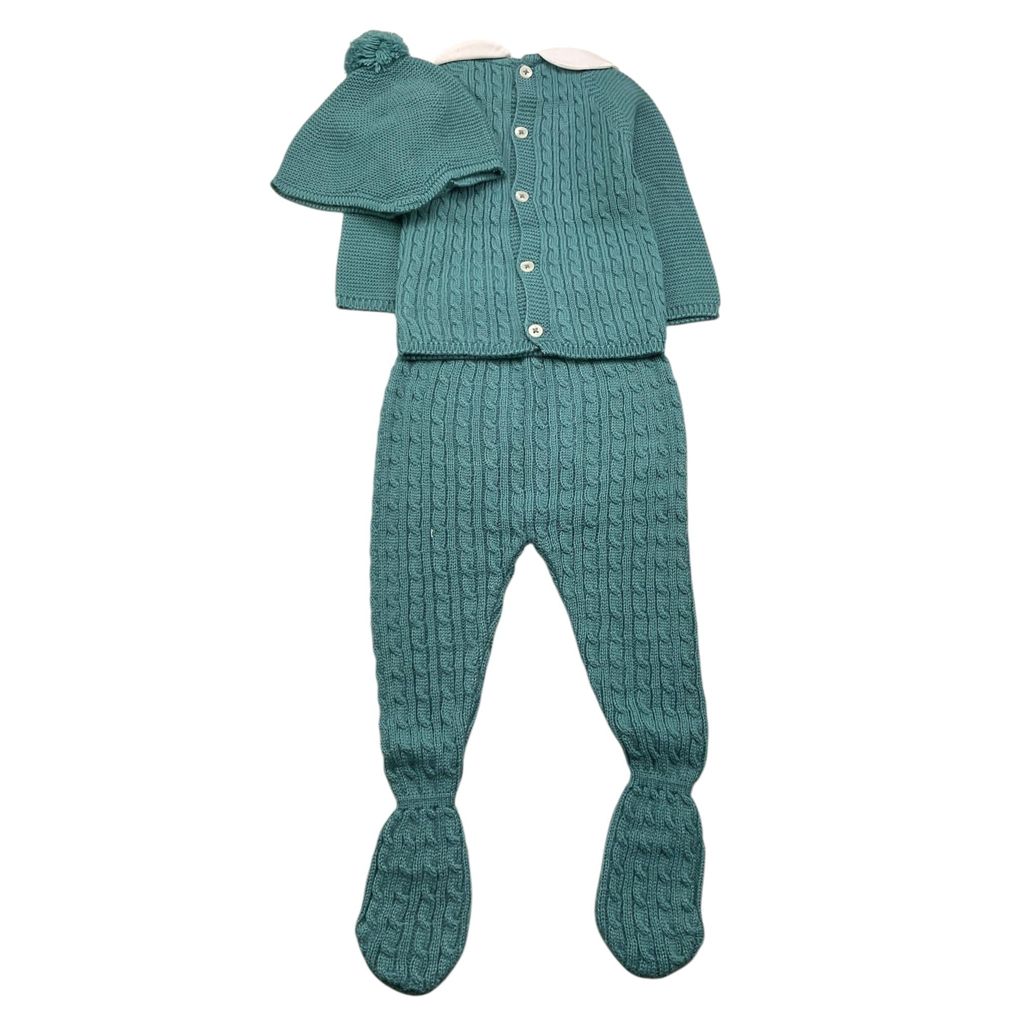 MAC ILUSIO'N completo 3pz tinta unita maglia-ghettina-cappello Verde per Neonato 9415X VERDE MAC ILUSIO'N 