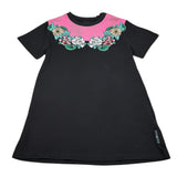John Richmond Abito Tinta Unita Mezza Manica con Stampa per Bambina RGP26167VE NERO JOHN RICHMOND 