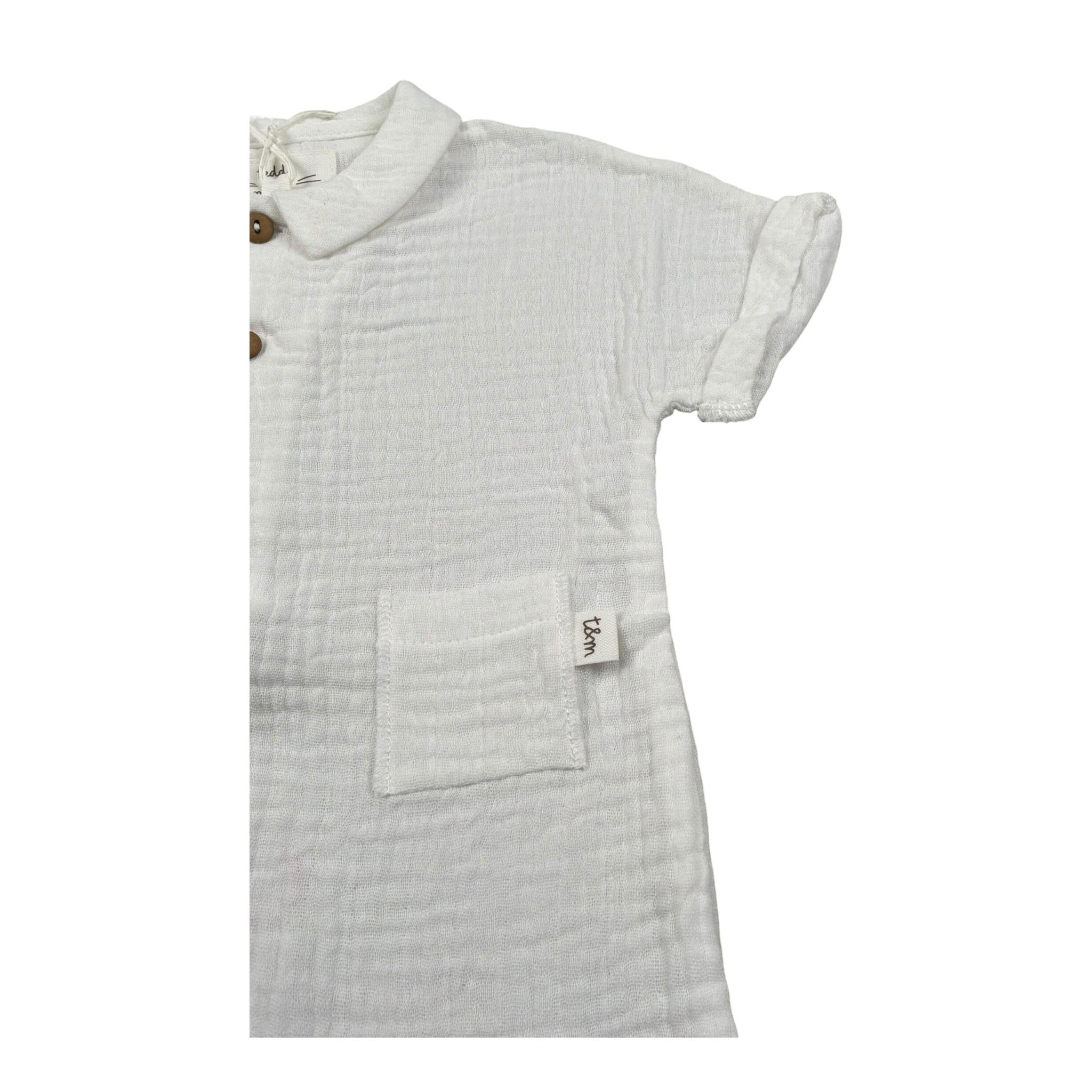 Teddy E Minou Pagliaccetto Mezza Manica Tinta Unita per Neonato E25TU008C0070 PANNA TEDDY E MINOU 