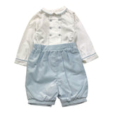 LA STUPENDERIA tutina bicolore con colletto Bianco/azzurro per Neonato CBPG47V06 BIANCO/AZZURRO LA STUPENDERIA 