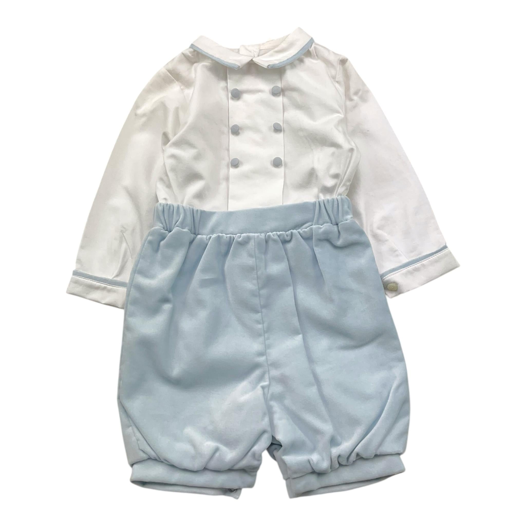 LA STUPENDERIA tutina bicolore con colletto Bianco/azzurro per Neonato CBPG47V06 BIANCO/AZZURRO LA STUPENDERIA 