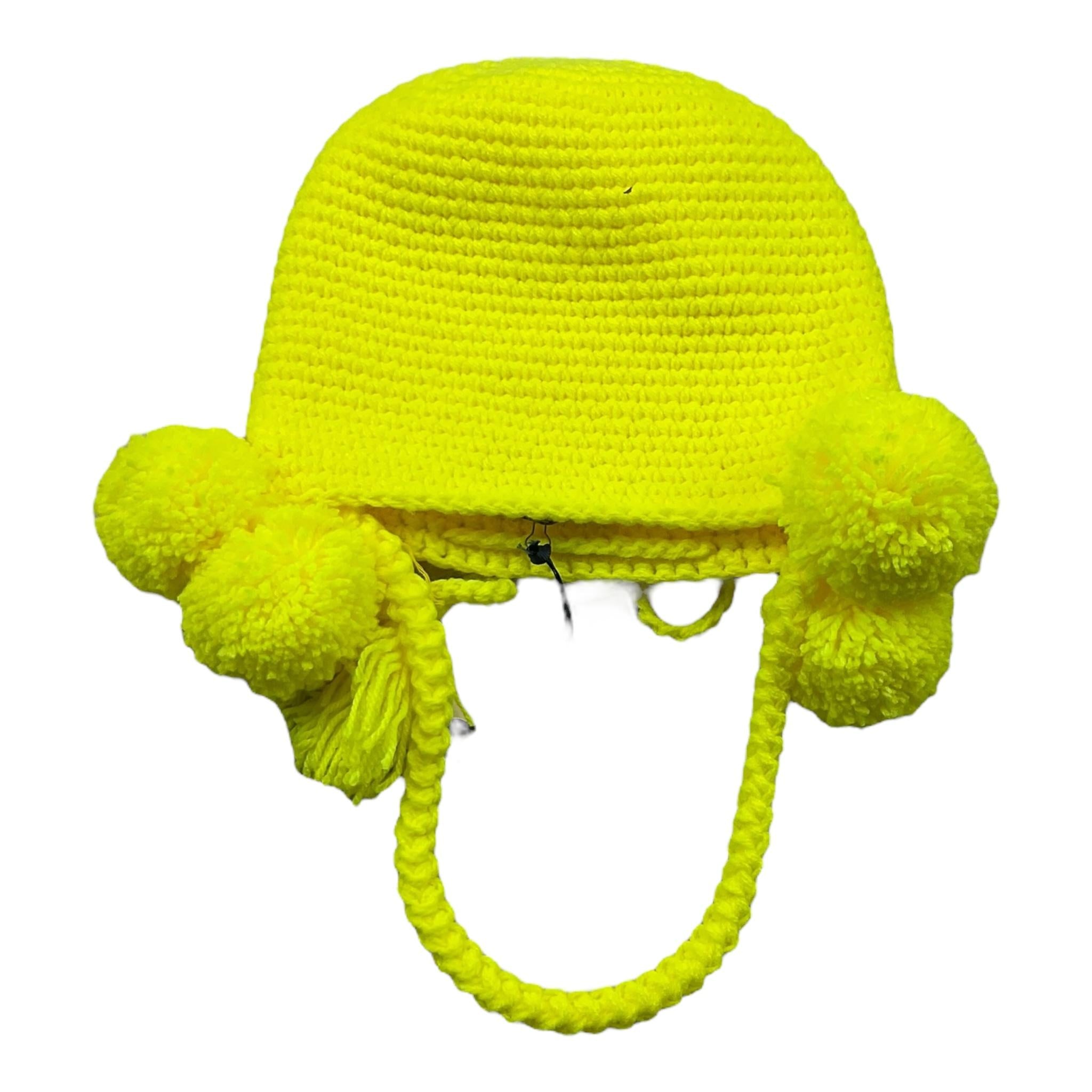 cappello tinta unita con pon pon BS10WA007 GIALLO FLUO PICCOLA LUDO 