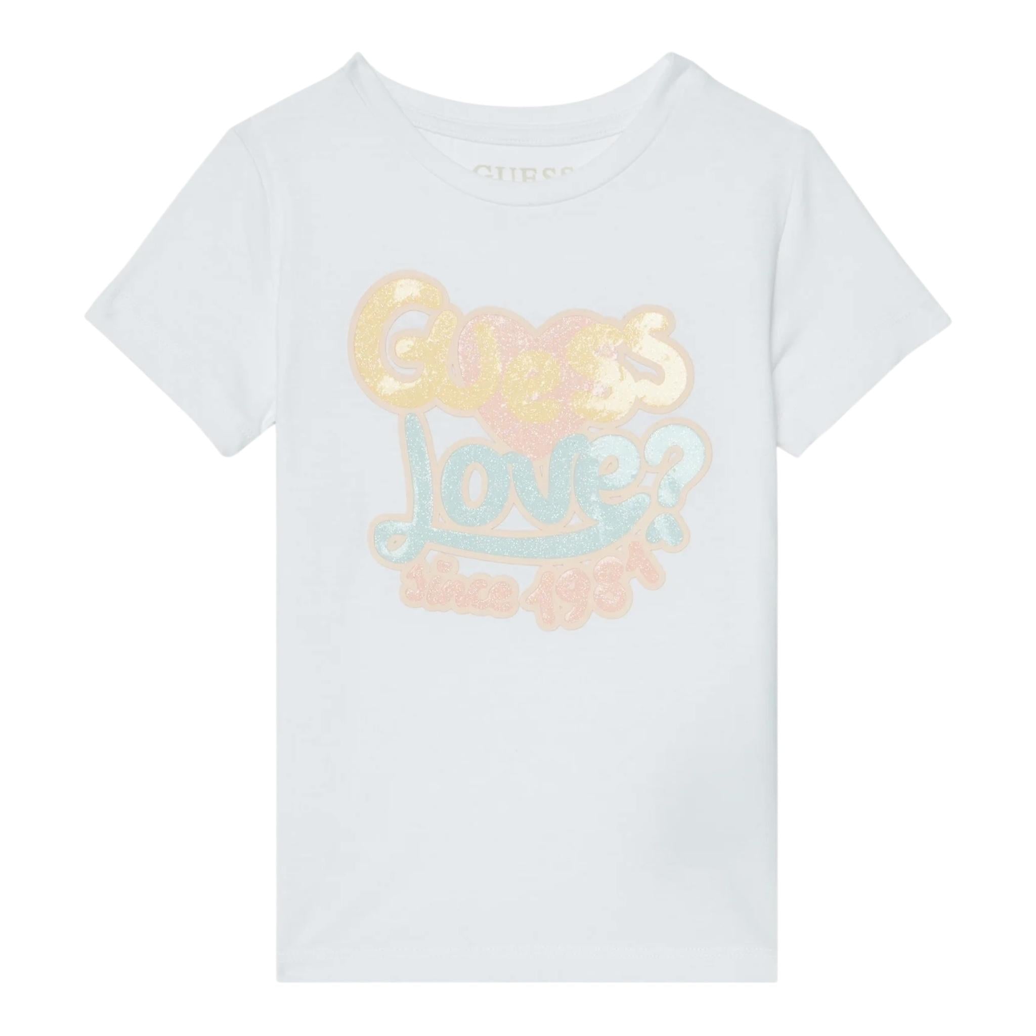 Guess T-Shirt Girocollo Tinta Unita con Stampa per Neonata K5RI06K6YW4 BIANCO GUESS 