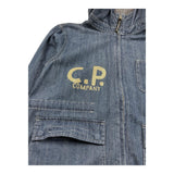 C.P. Company Giubbino In Denim Tinta Unita con Zip E Cappuccio per Bambino CUA002 BLU C.P. COMPANY 
