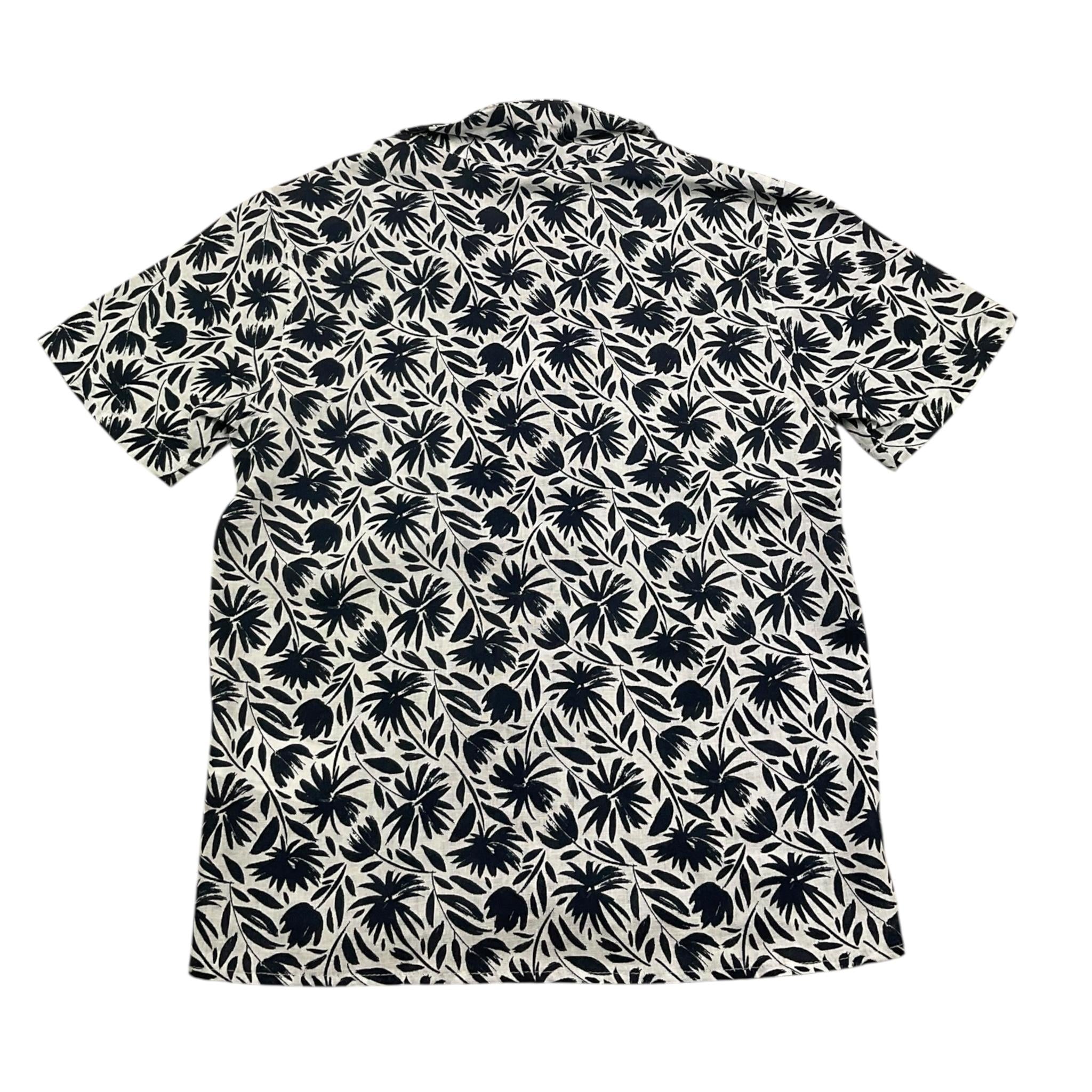 camicia mezza manica tinta unita con fiori PP4043 BLU PAOLO PECORA 