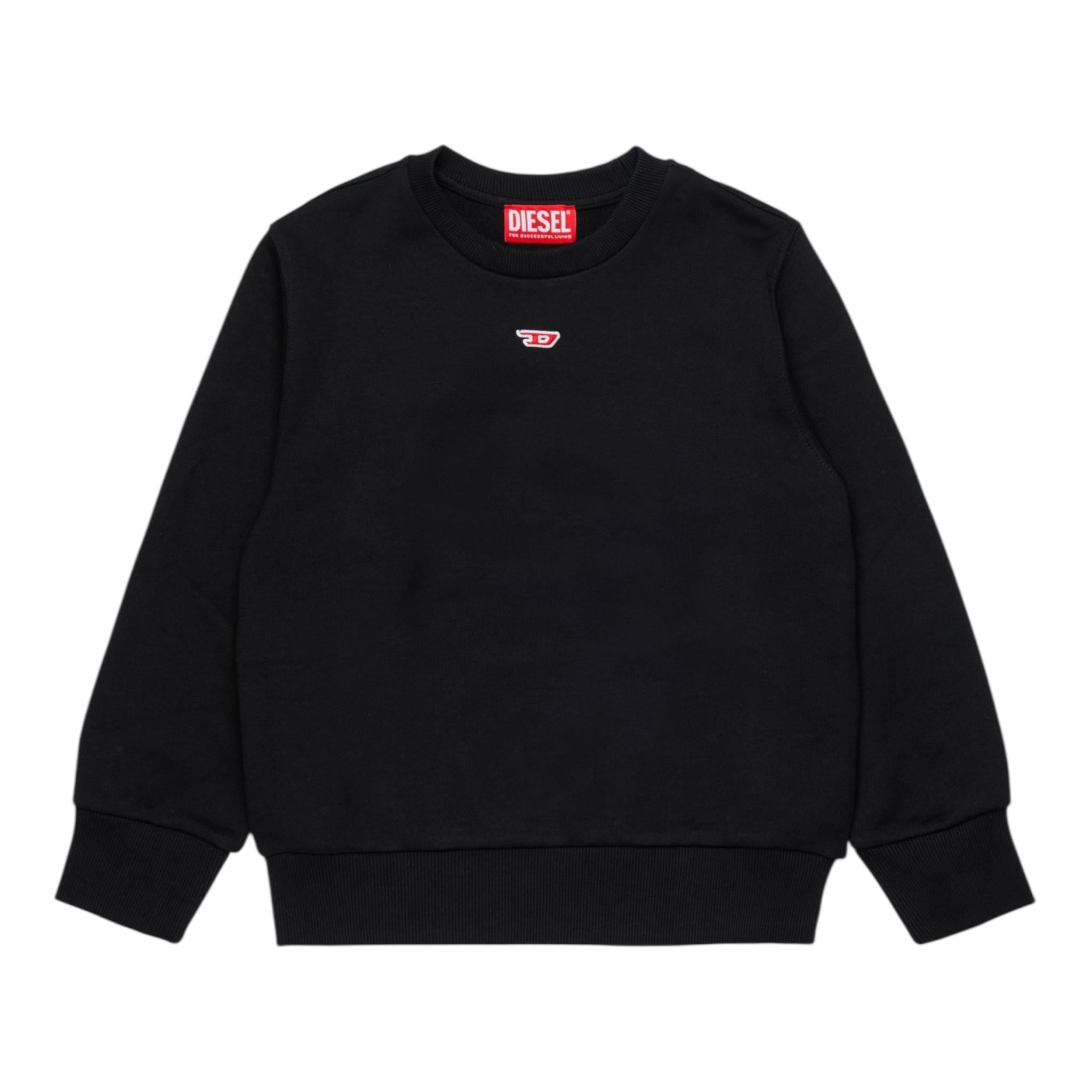 Diesel Felpa Chiusa Girocollo Tinta Unita con Logo per Bambino J02234 NERO DIESEL 