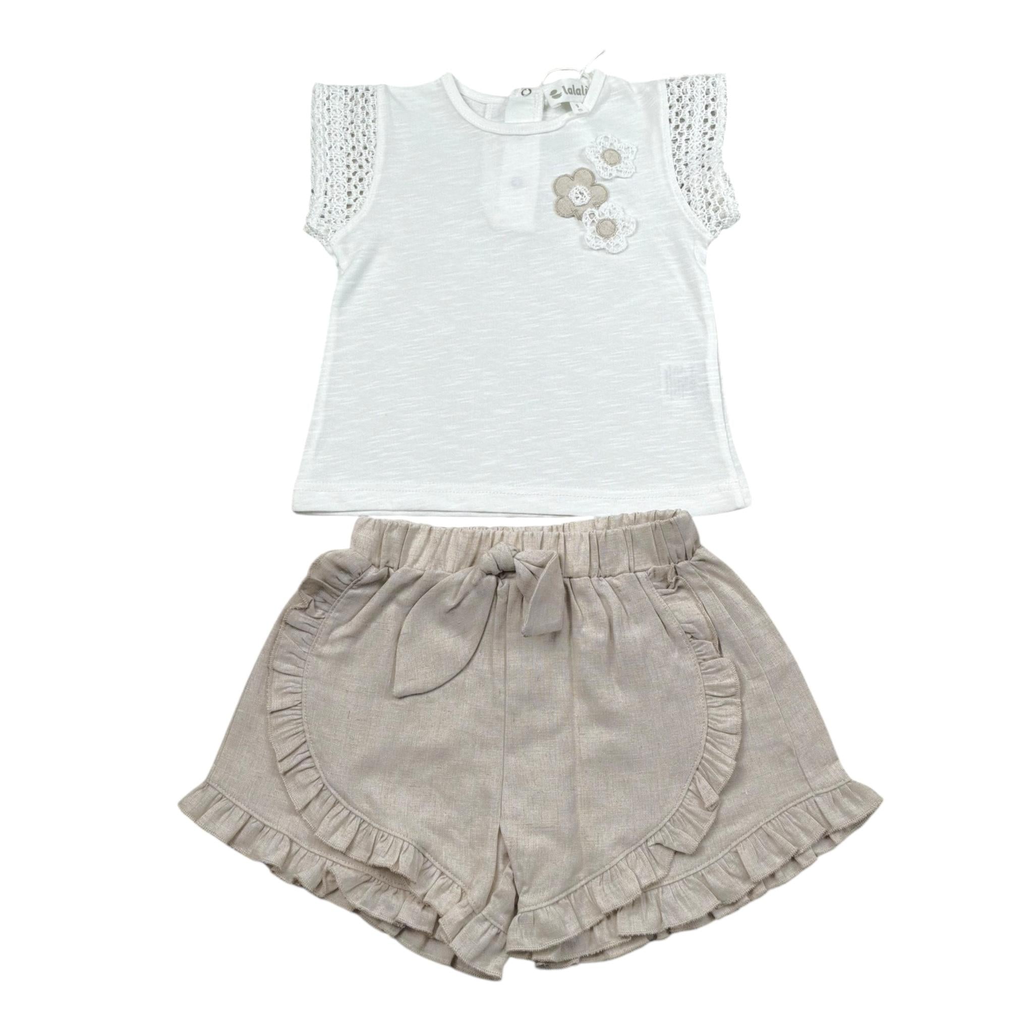 Lalalu' Completo 2 Pezzi T-Shir-Short per Neonata CCTL0011PX BIANCO/BEIGE LALALU' 
