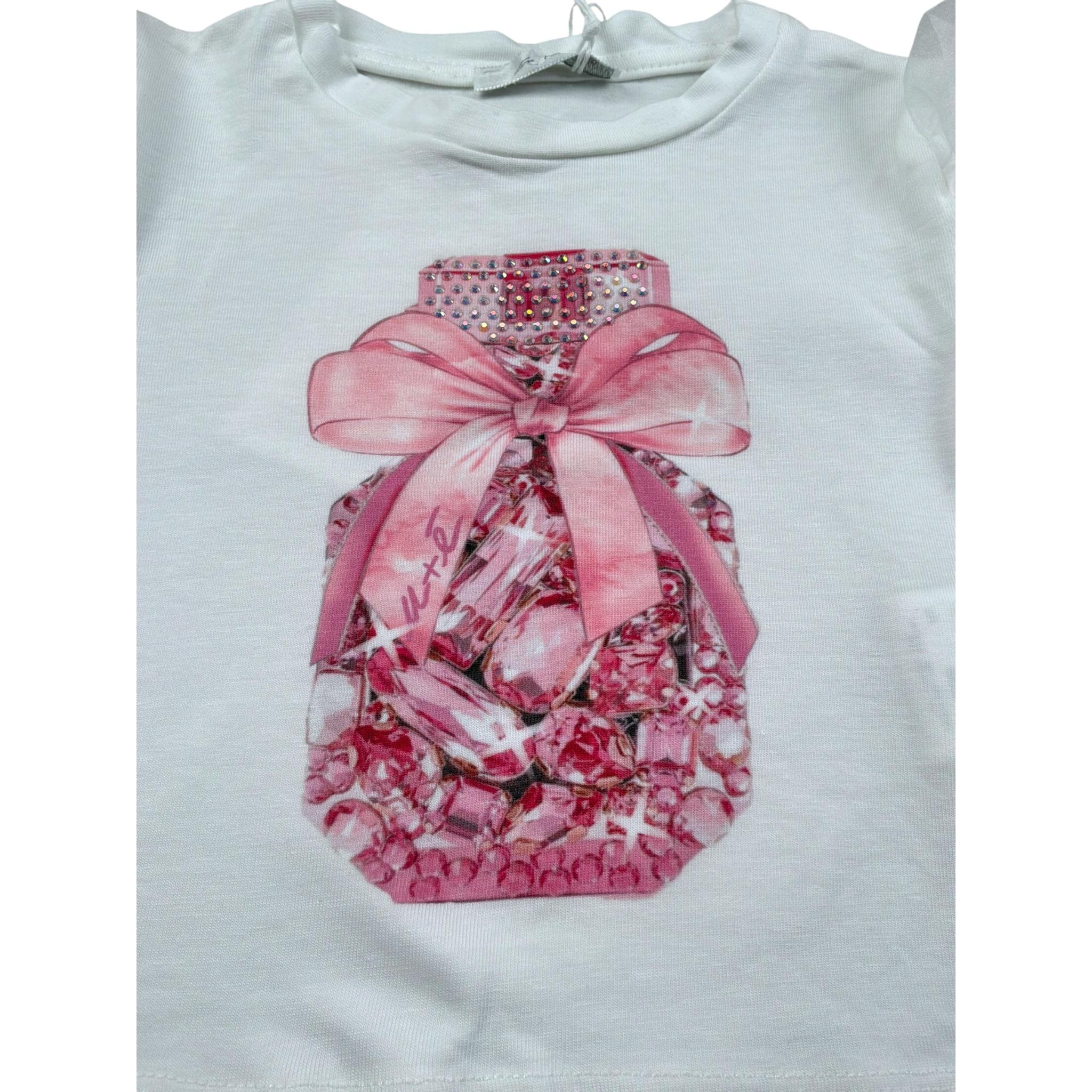 M+E' T-Shirt Girocollo Tinta Unita con Stampa per Neonato UE1856XX BIANCO M+E' 