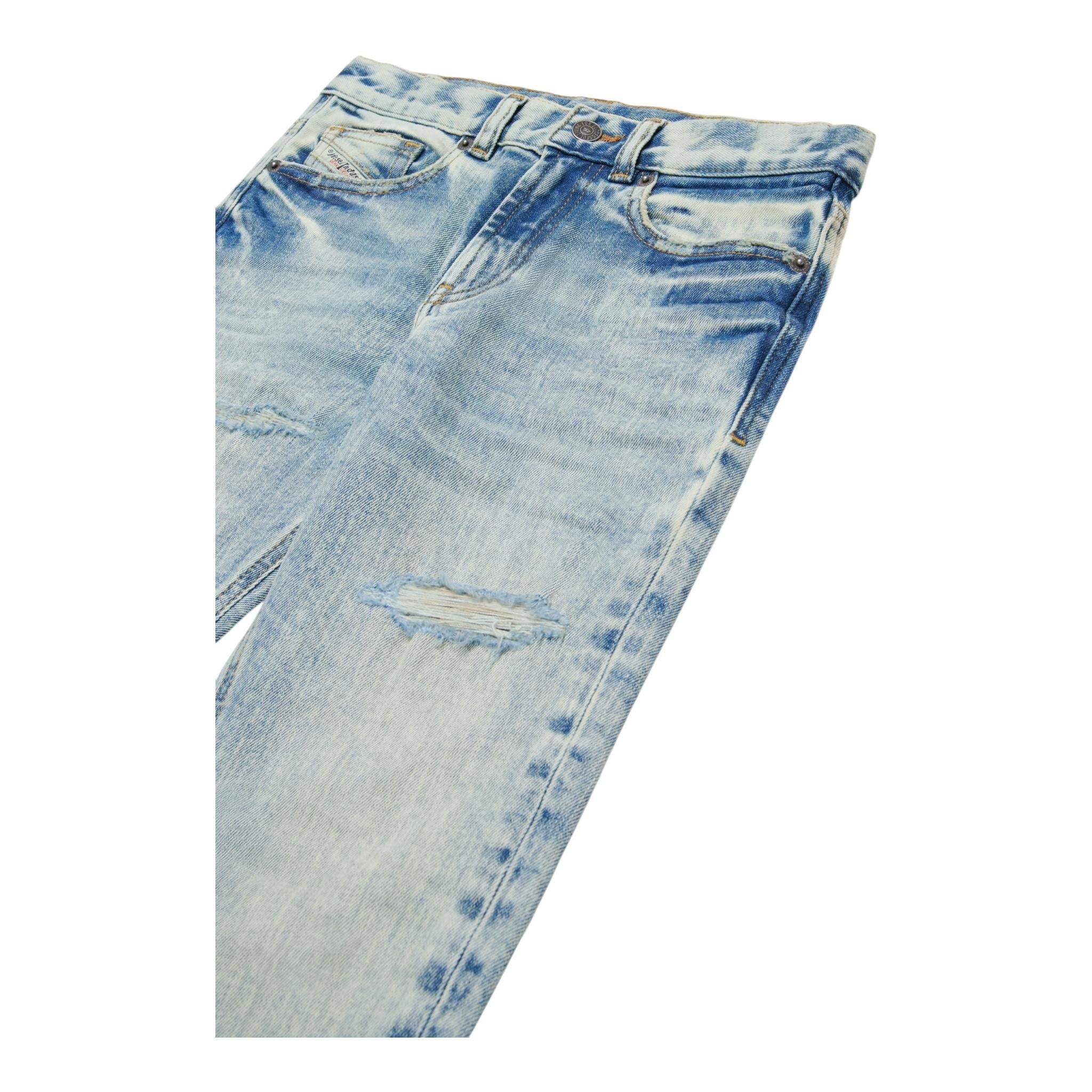 Diesel Jeans Tinta Unitga con Girovita Regolabile per Bambino J00981KXBPK AZZURRO DIESEL 