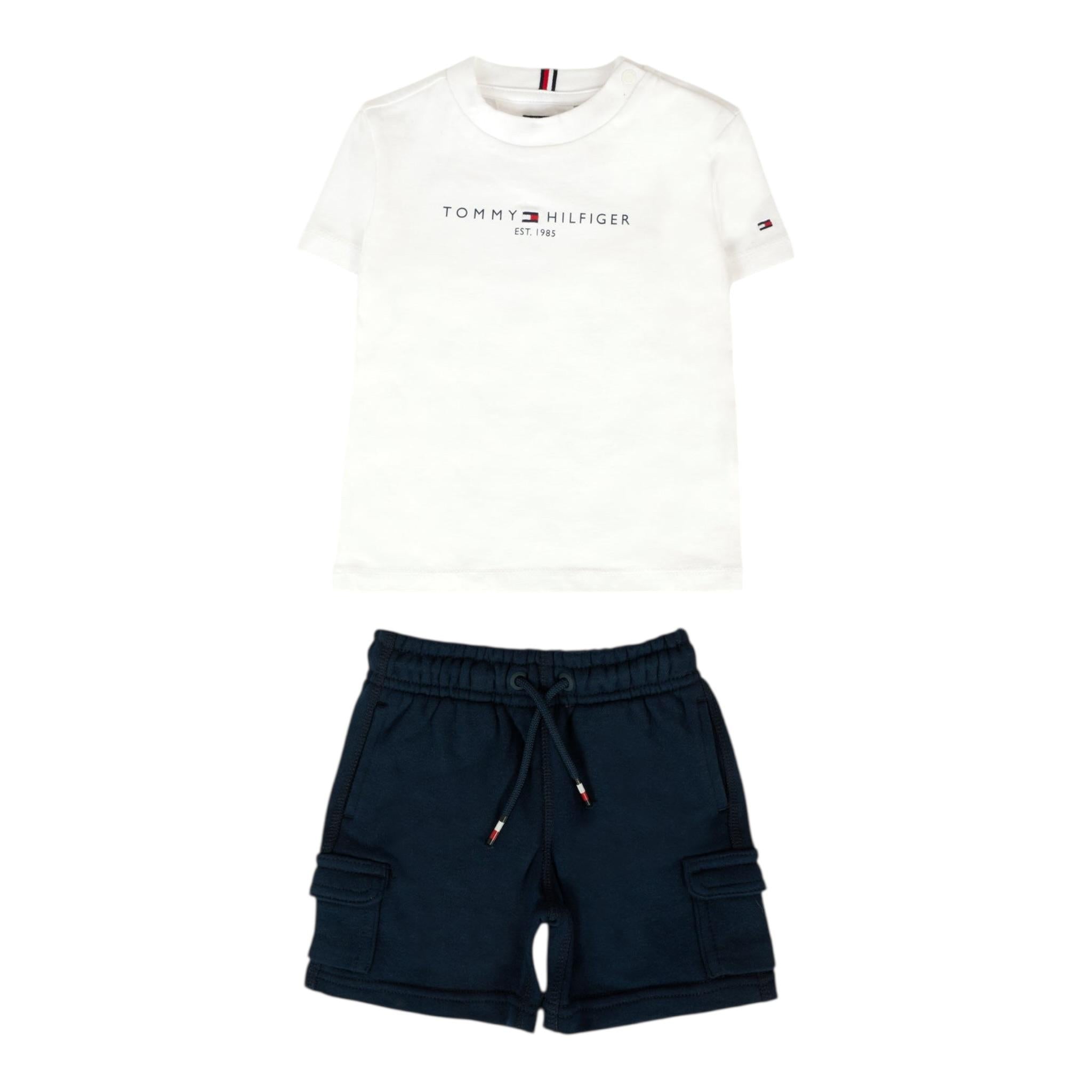 Tommy Hilfiger Completo 2 Pezzi Bermuda-T-Shirt per Neonato KB0KB09661 BIANCO TOMMY HILFIGER 