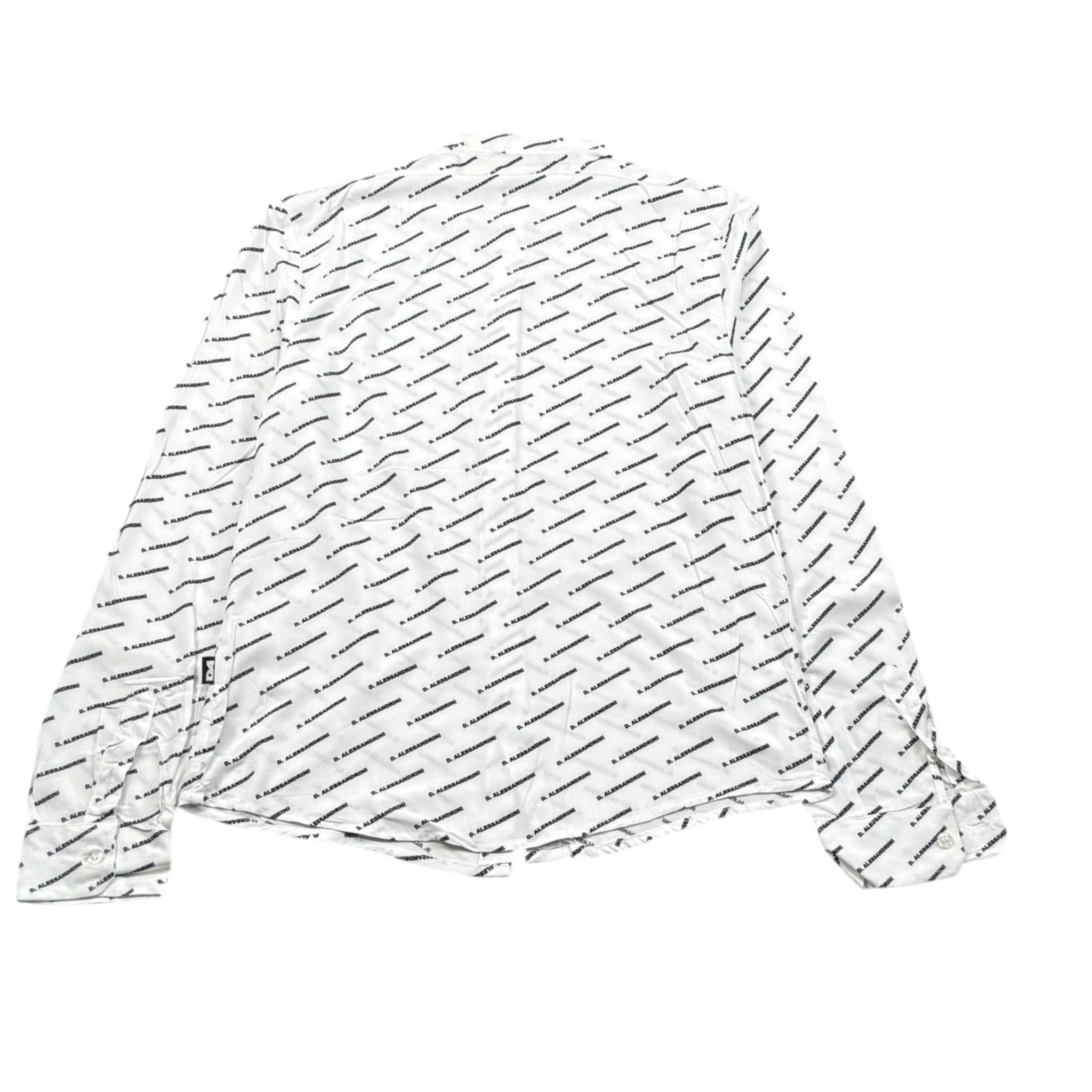 Daniele Alessandrini Camicia Manica Lunga Collo Coreano tinta unita con Stampe Logo Bianco per Bambino 1235C00155X BIANCO DANIELE ALESSANDRINI 