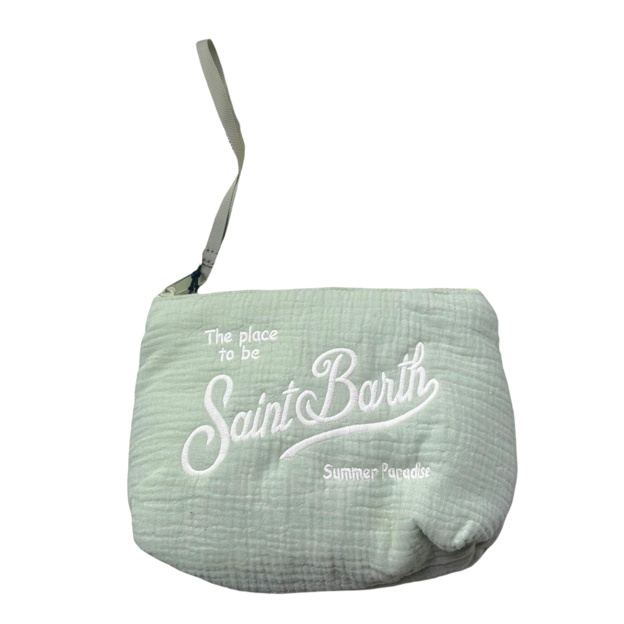 Saint Barth Pochette Tinta Unita con Stampa per Bambina 00350L VERDE ACQUA SAINT BARTH 