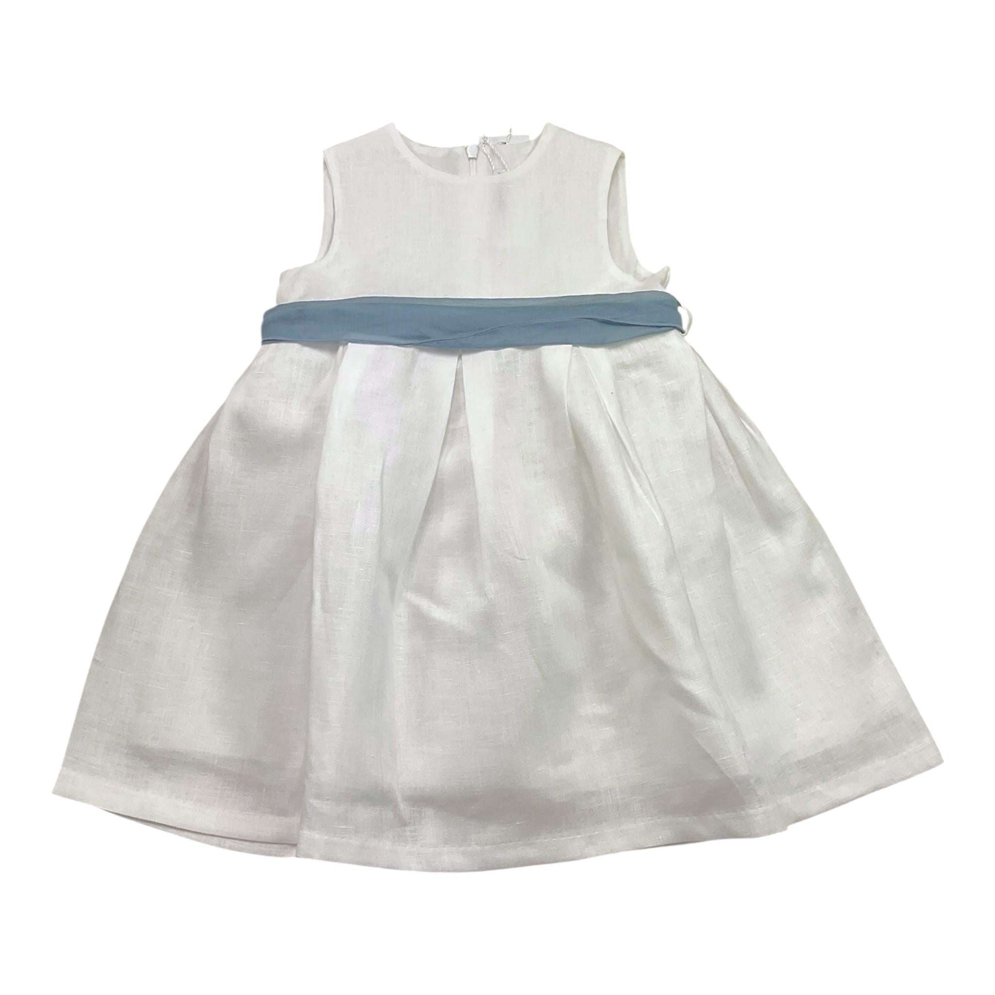 Barcellino Abito Tinta Unita Giromanica con Cintura per Neonata 120918N BIANCO BARCELLINO 