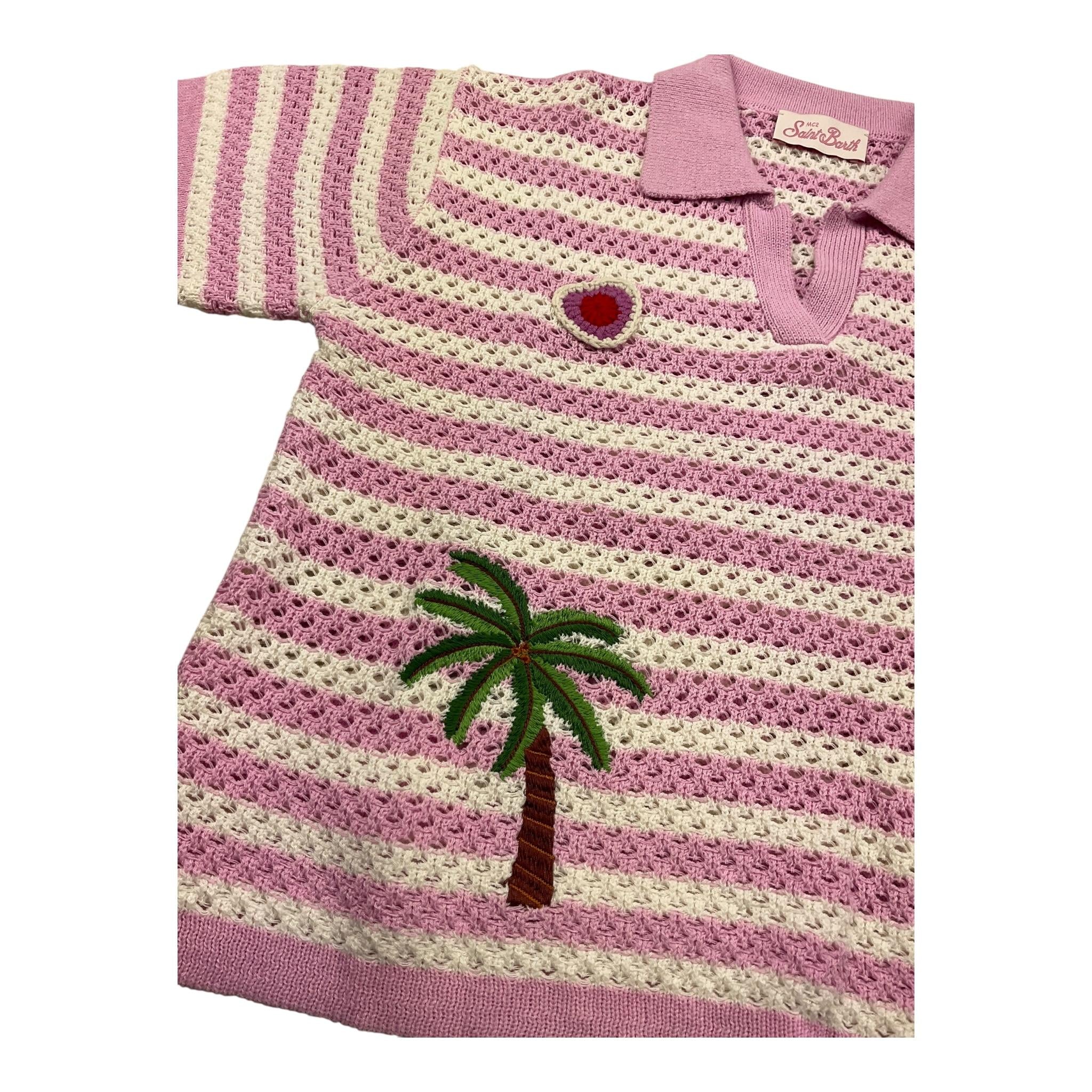 Saint Barth Polo Mezza Manica Fantasia A Righe per Bambina PIX0003 BIANCO/ROSA SAINT BARTH 