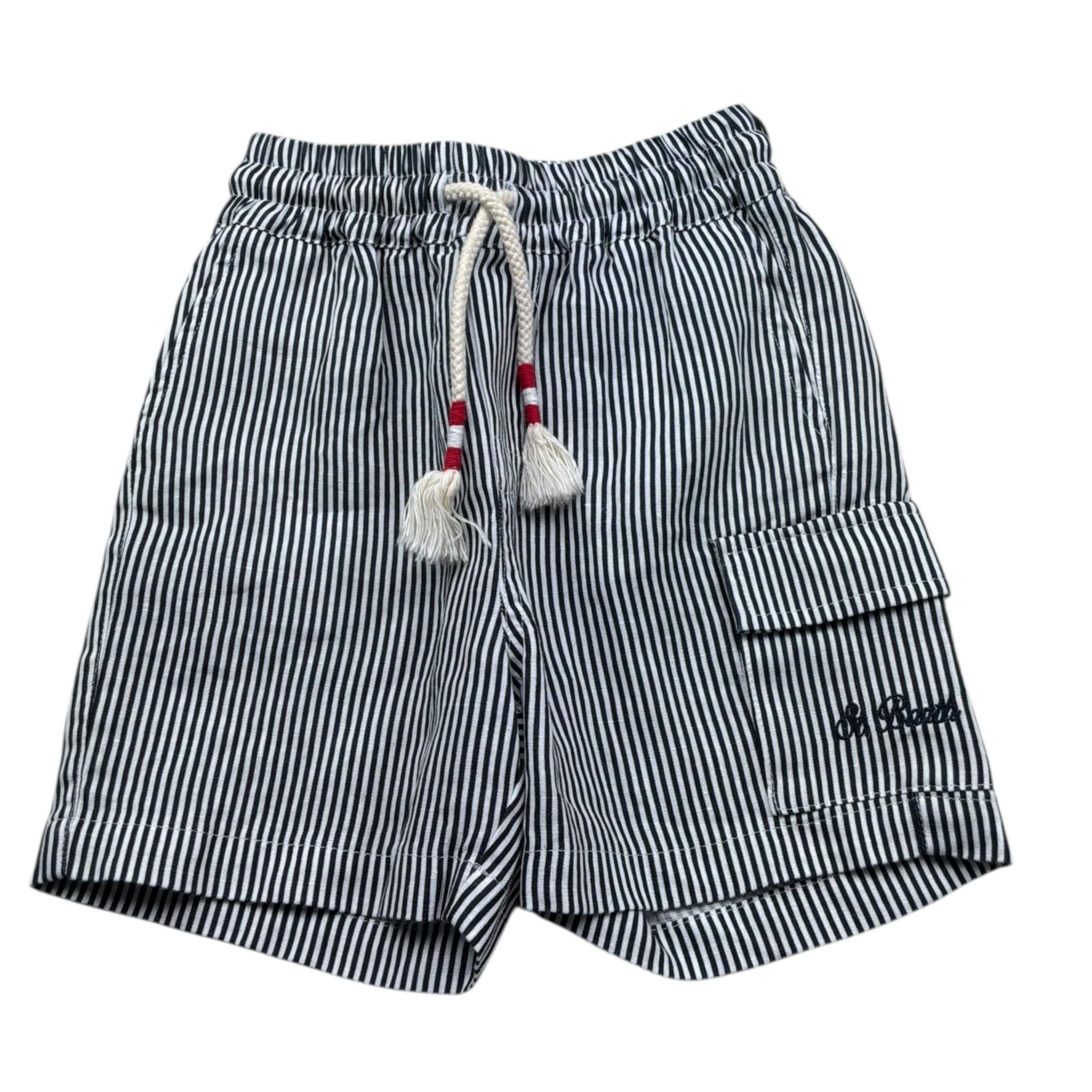 Saint Barth Bermuda Bicolore con Fantasia A Righe per Bambino MRE0001 BLU SAINT BARTH 