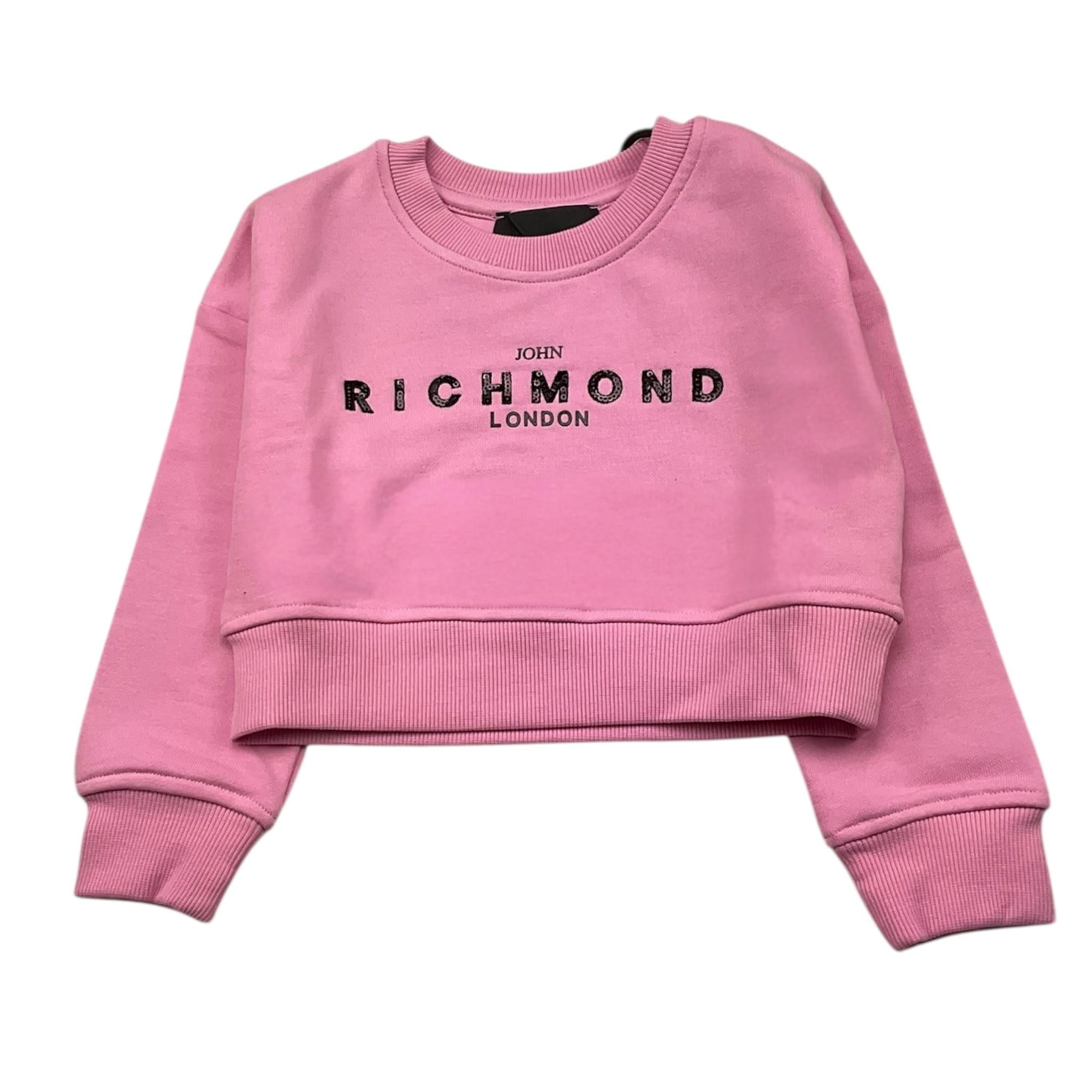 JOHN RICHMOND felpa tinta unita girocollo con stampa Rosa per Neonata RGA24053FEXX ROSA JOHN RICHMOND 