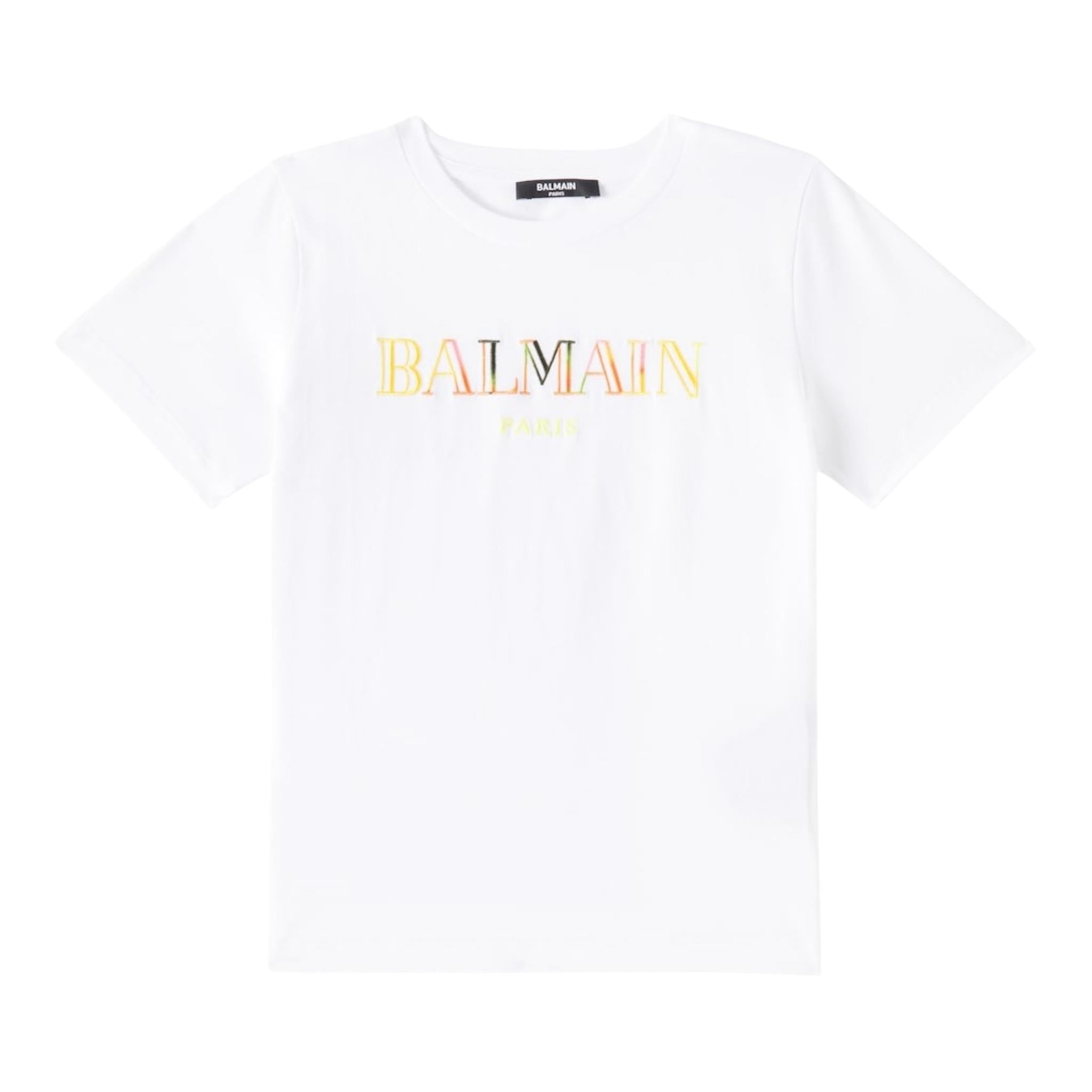 Balmain T-Shirt Girocollo Tinta Unita con Stampa per Neonato BW8541 BIANCO BALMAIN 