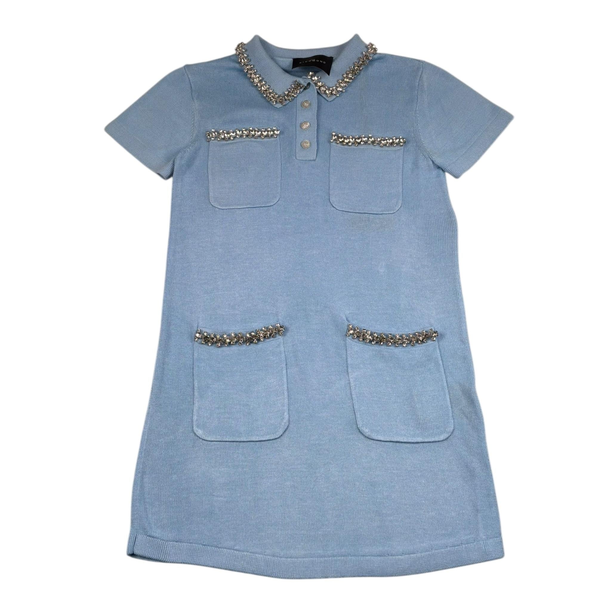 John Richmond Abito Tinta Unita con Colletto E Brillantini per Bambina RGP26187VE AZZURRO JOHN RICHMOND 