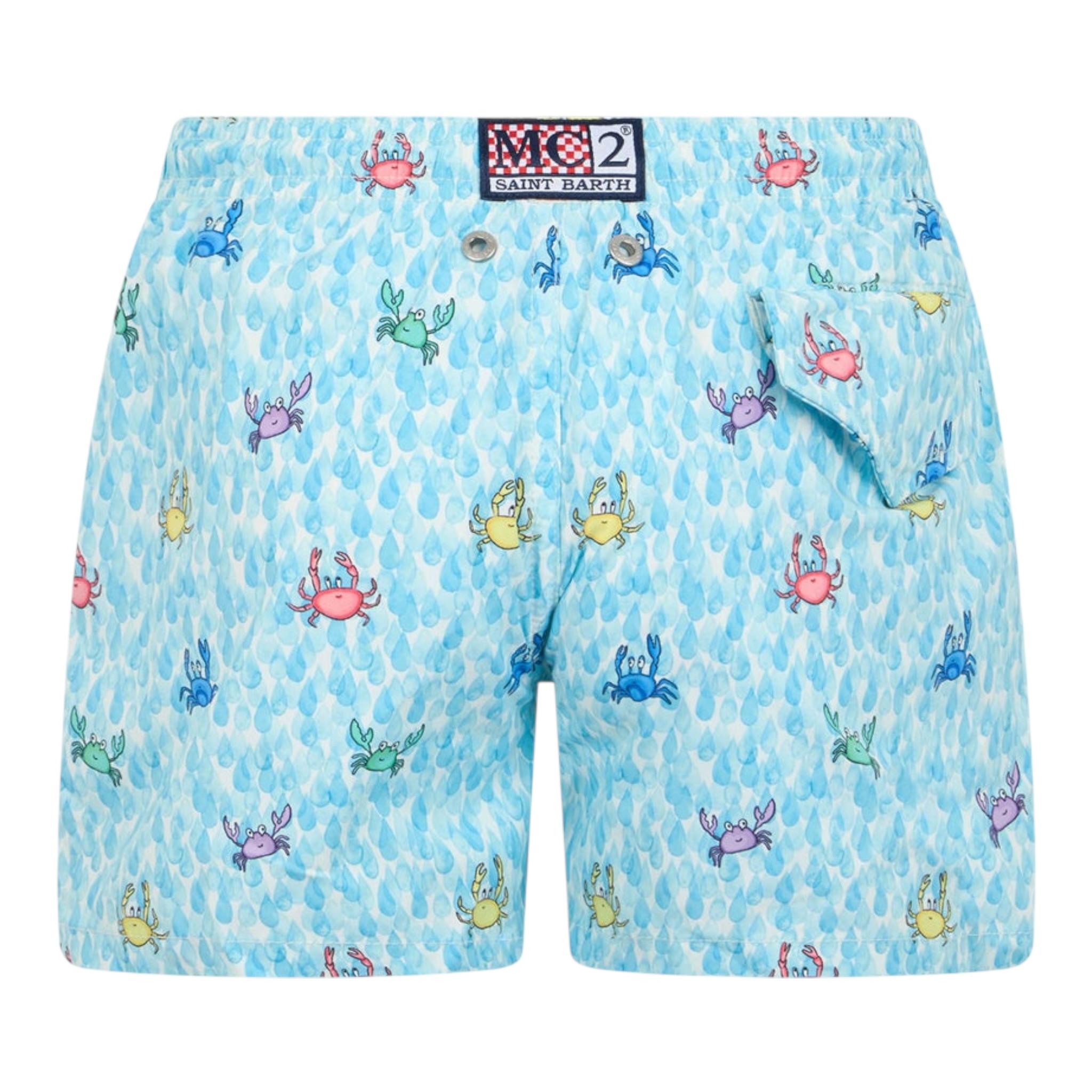 Saint Barth Costume Tinta Unita con Stampe Granchio per Neonato COMFORTLIGHTN AZZURRO SAINT BARTH 