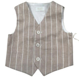 Pure Firenze Gilet Tinta Unita con Fantasia A Righe per Neonato PC03353 BEIGE PURE FIRENZE 