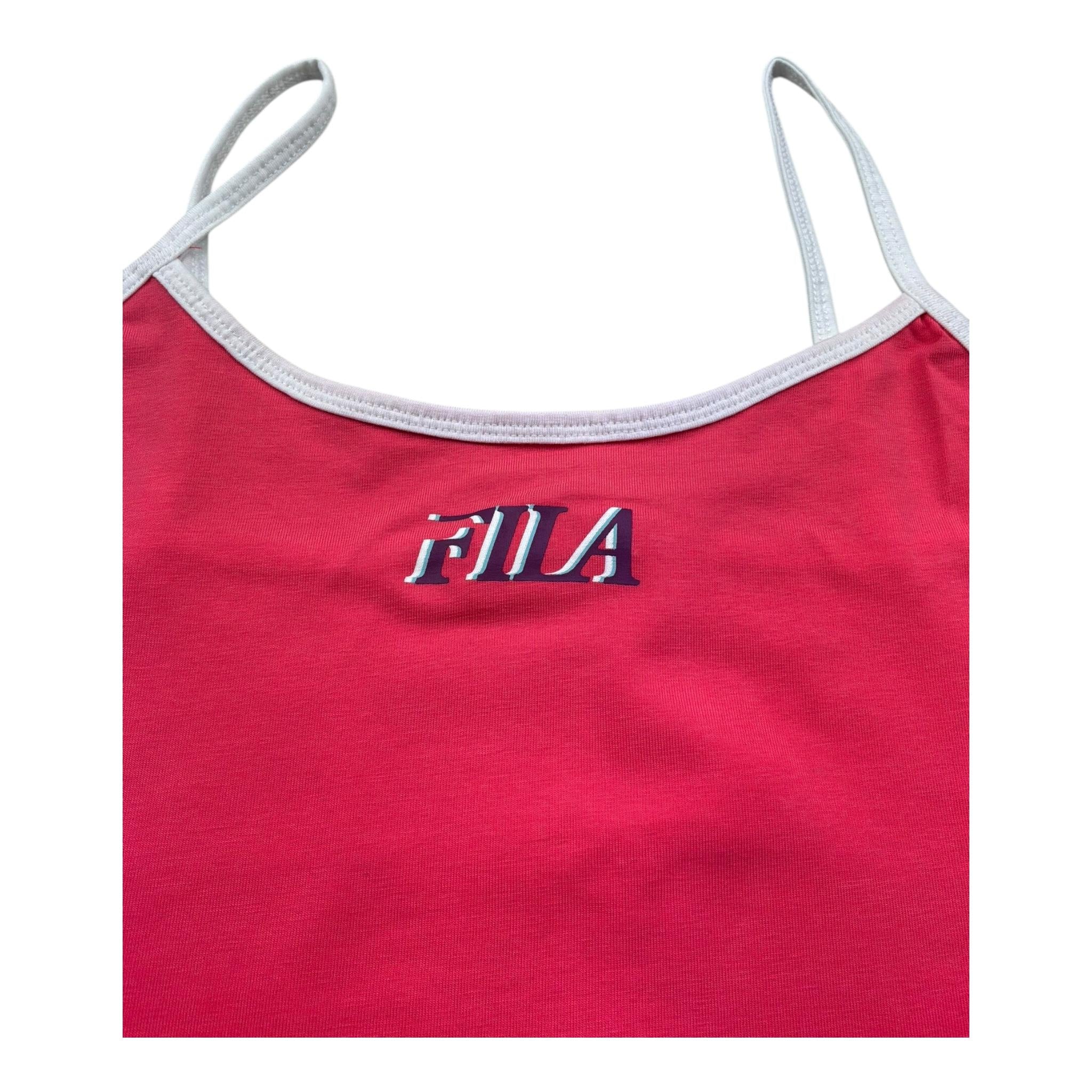 Fila Top Bretelline Tinta Unita con Logo per Bambina FAT0642 ROSA FILA 