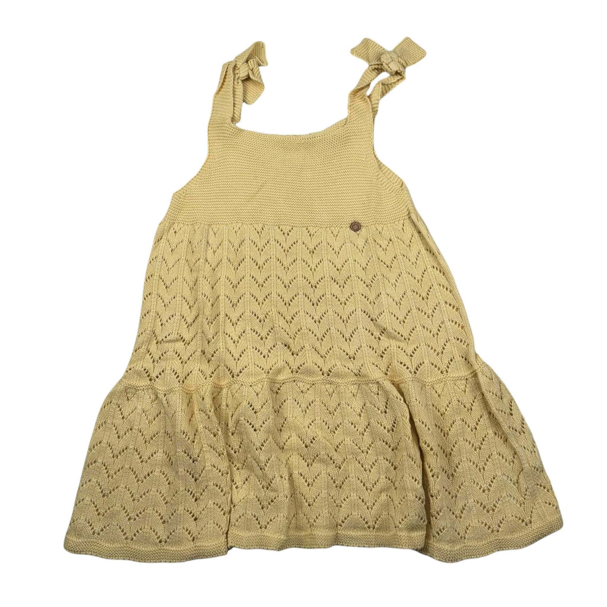 Wedoble Abito Giromanica Tinta Unita con Ricami per Neonata V2507304A GIALLO WEDOBLE 