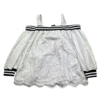 Monnalisa Top Manica Lunga Tinta Unita con Ricami per Bambina 493300 BIANCO MONNALISA 