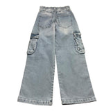 Lu Lu By Miss Grant Jeans Modello Cargo Tinta Unita per Bambina LL3374 AZZURRO LU LU BY MISS GRANT 