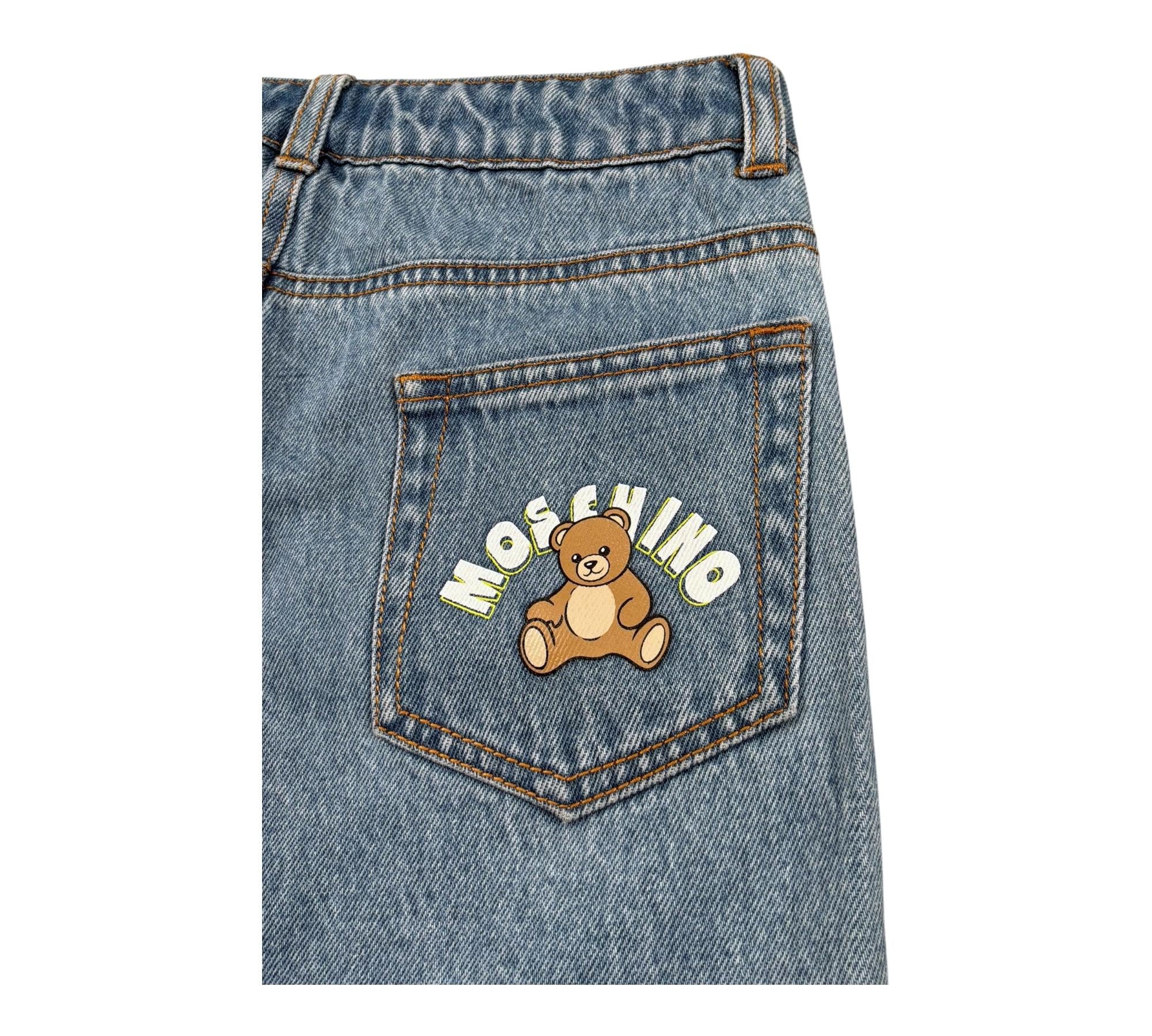 Moschino Gonna In Denim Tinta Unita con Girovita Regolabile per Bambina HDJ044 AZZURRO MOSCHINO 