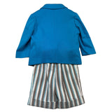 Colori Chiari Completo 4 Pezzi Giacca-Camicia-Papillon-Bermuda Azzurro Per Neonato