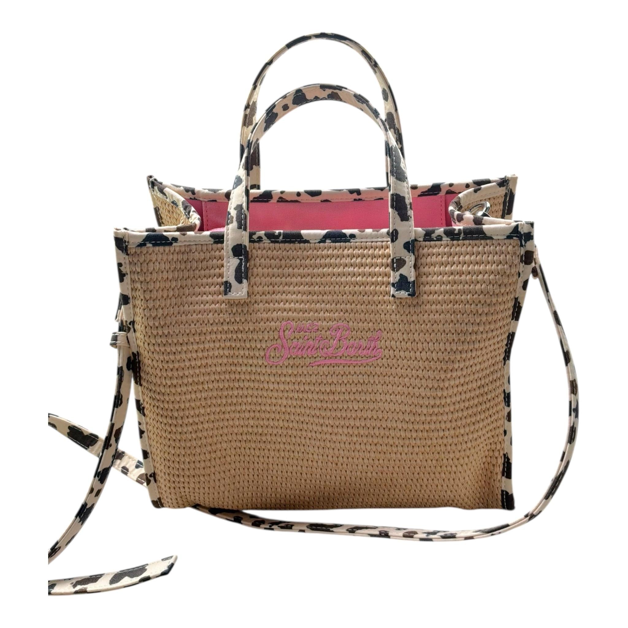 Saint Barth Borsa In Paglia Tinta Unita con Stampa per Bambina 00370L BEIGE SAINT BARTH 