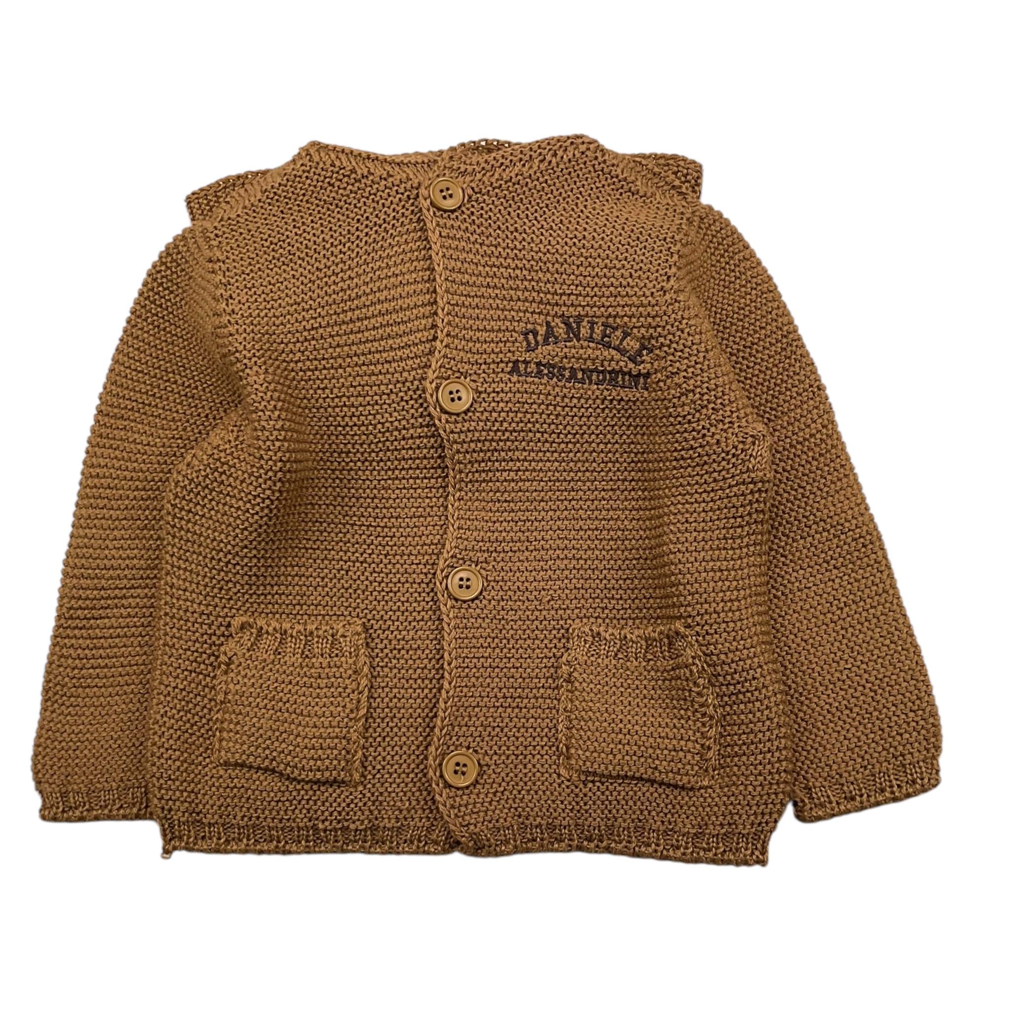 DANIELE ALESSANDRINI cardigan tinta unita con cappuccio Marrone per Neonato 1291W00035N MARRONE DANIELE ALESSANDRINI 
