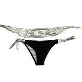 Boy London Costume Modello Bikini Bicolore Con Fascia-Slip Nero Per Bambina