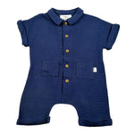 Teddy E Minou Pagliaccetto Mezza Manica Tinta Unita per Neonato E25TU008C0070X BLU TEDDY E MINOU 