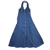 Liu Jo Abito Giromanica Tinta Unita In Denim Blu Per Bambina