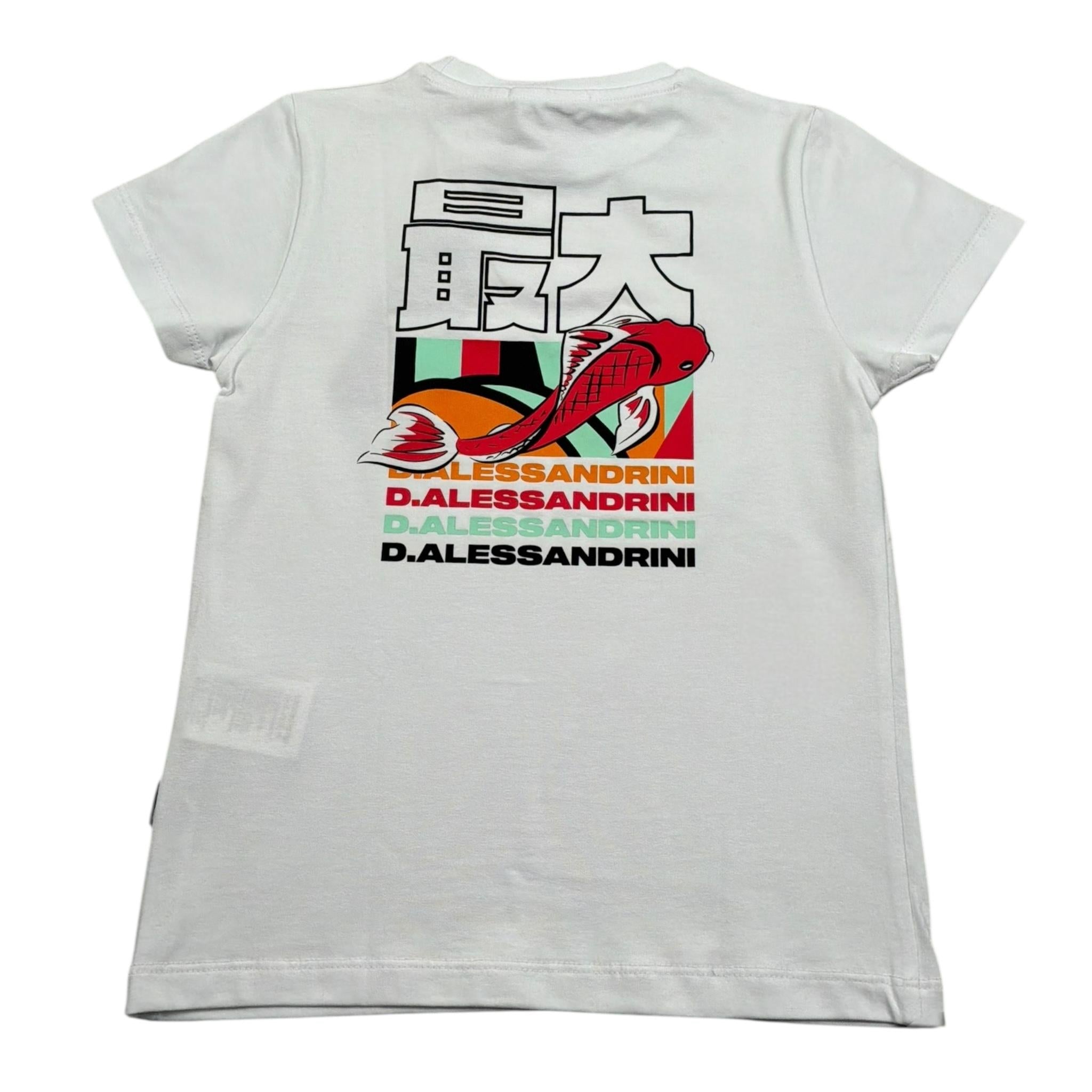 Dsquared2 T-Shirt Girocollo Tinta Unita con Stampa Logo per Bambino 1236M00063 BIANCO DSQUARED2 