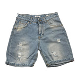 Over-D Bermuda In Denim Tinta Unita Con Girovita Regolabile Azzurro Per Bambino