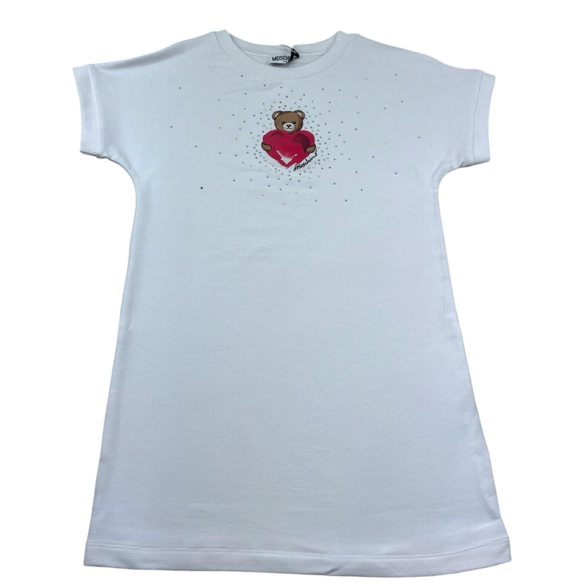 Moschino Abito Tinta Unita Mezza Manica con Stampa per Bambina HAV0EA BIANCO MOSCHINO 