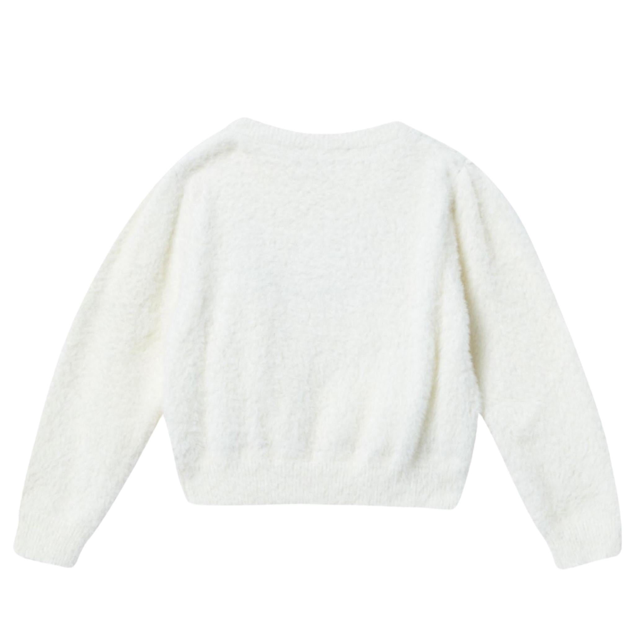 LIU JO maglia girocollo tinta unita con stampa logo Panna per Bambina KF41266 PANNA LIU JO 