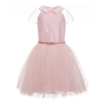 Monnalisa Abito Cerimonia Tinta Unita con Brillantini per Bambina DBIHN4I ROSA MONNALISA 
