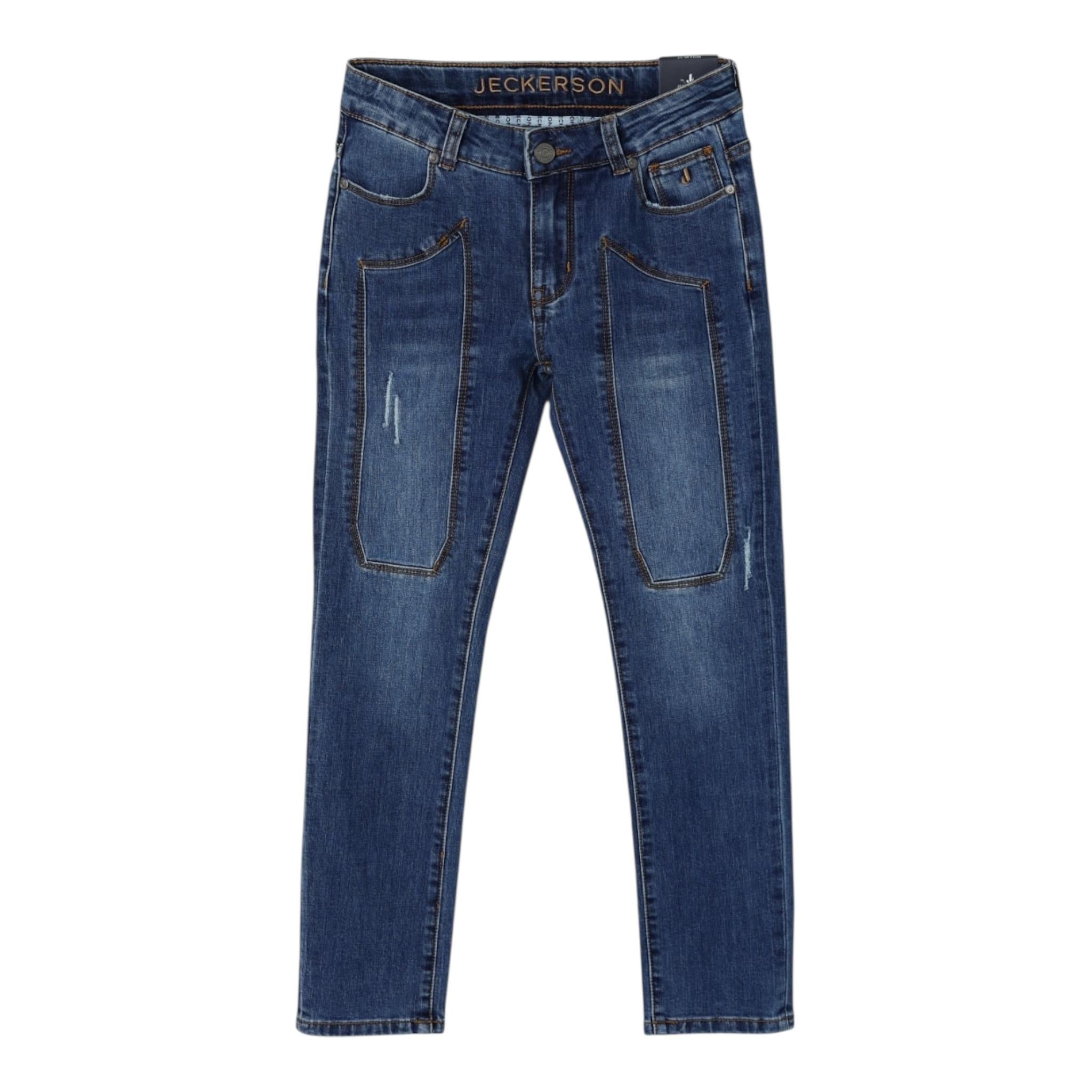 Jeckerson Jeans Tinta Unita con Girovita Regolabile per Bambino 100PJMJS25 BLU JECKERSON 