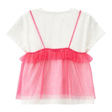 Liu Jo T-Shirt Girocollo Tinta Unita Con Tulle In Contrasto Bianco Per Bambina